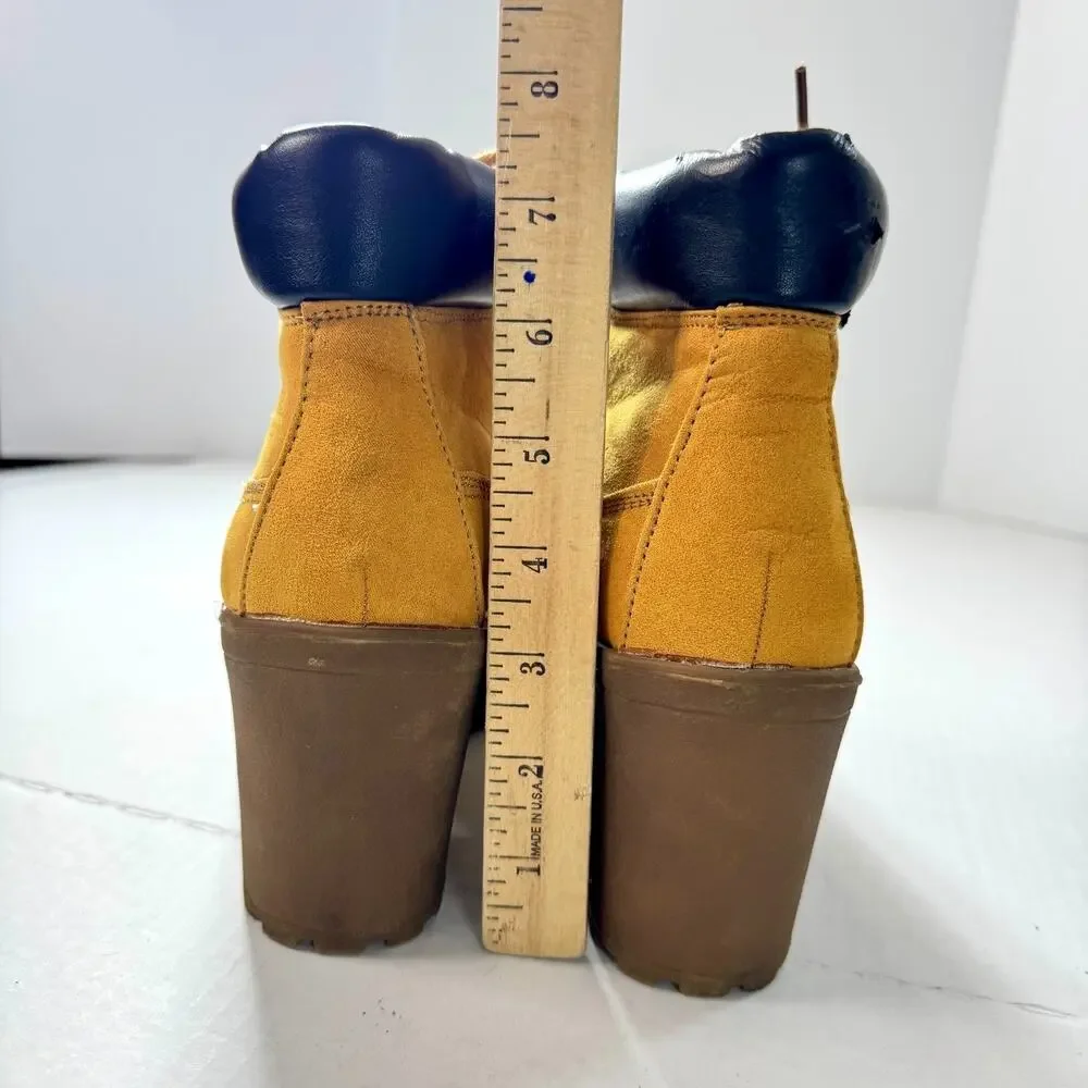Rouge Platform Combat Boots Lace Up Lug Sole Women 8.5 Tan
